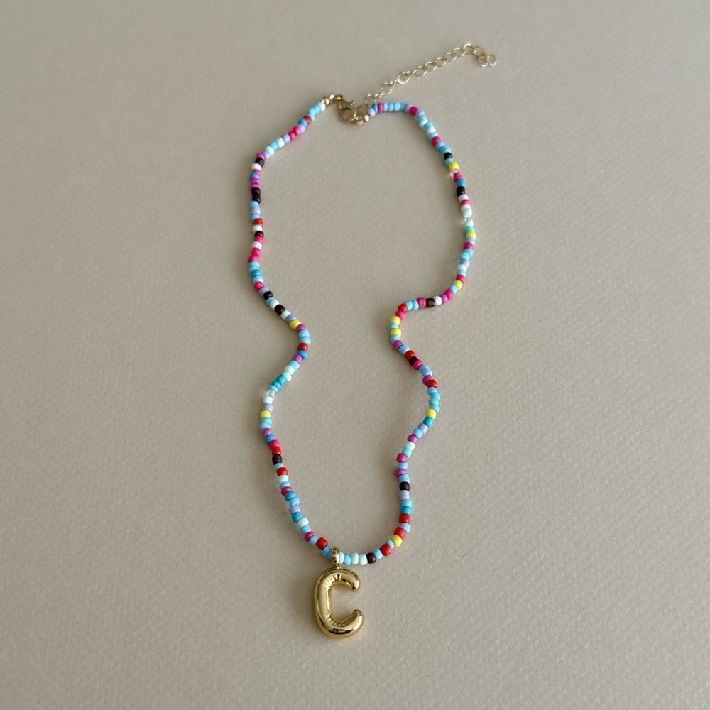 Initial Beaded Necklace  S1104 - Picture 2 of 3